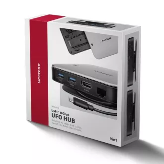 AXAGON HMC-UFO, USB 10Gbps hub, 2x USB-A, USB-C, HDMI 4k/60, RJ-45, M.2 slot, SD/mSD, audio, PD 100W, kabel USB-C 65cm AXAGON HMC-UFO, USB 10Gbps hub, 2x USB-A, USB-C, HDMI 4k/60, RJ-45, M.2 slot, SD/mSD, audio, PD 100W, kabel USB-C 65cm