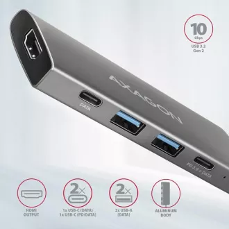 AXAGON HMC-5G21, USB 10Gb/s hub, porty 2x USB-A, 2x USB-C, HDMI 4k/30, PD 60W, kabel USB-C 13cm AXAGON HMC-5G21, USB 10Gb/s hub, porty 2x USB-A, 2x USB-C, HDMI 4k/30, PD 60W, kabel USB-C 13cm