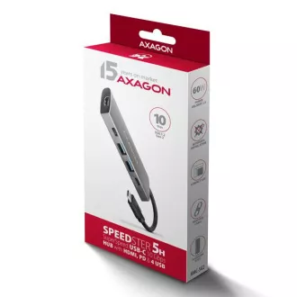 AXAGON HMC-5G21, USB 10Gb/s hub, porty 2x USB-A, 2x USB-C, HDMI 4k/30, PD 60W, kabel USB-C 13cm AXAGON HMC-5G21, USB 10Gb/s hub, porty 2x USB-A, 2x USB-C, HDMI 4k/30, PD 60W, kabel USB-C 13cm