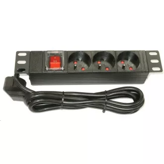 10" rozvodný panel XtendLan 3x230V, ČSN, vypínač, indikátor napětí, kabel 1, 8m, 1U 10" rozvodný panel XtendLan 3x230V, ČSN, vypínač, indikátor napětí, kabel 1, 8m, 1U