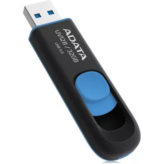 ADATA Flash Disk 32GB UV128, USB 3.1 Dash Drive (R:40/W:25 MB/s) černá/modrá ADATA Flash Disk 32GB UV128, USB 3.1 Dash Drive (R:40/W:25 MB/s) černá/modrá