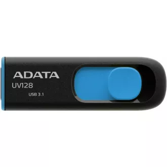 ADATA Flash Disk 64GB UV128, USB 3.1 Dash Drive (R:90/W:40 MB/s) černá/modrá ADATA Flash Disk 64GB UV128, USB 3.1 Dash Drive (R:90/W:40 MB/s) černá/modrá