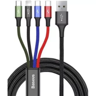 Baseus rychlý nabíjecí / datový kabel 4v1 Lightning + 2* USB-C + Micro USB 3, 5A 1, 2m, černá Baseus rychlý nabíjecí / datový kabel 4v1 Lightning + 2* USB-C + Micro USB 3, 5A 1, 2m, černá