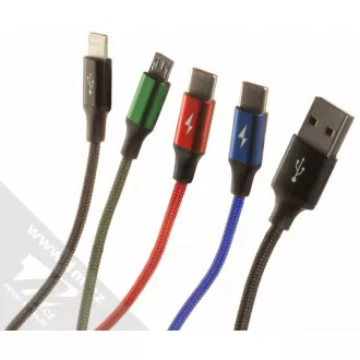 Baseus rychlý nabíjecí / datový kabel 4v1 Lightning + 2* USB-C + Micro USB 3, 5A 1, 2m, černá Baseus rychlý nabíjecí / datový kabel 4v1 Lightning + 2* USB-C + Micro USB 3, 5A 1, 2m, černá