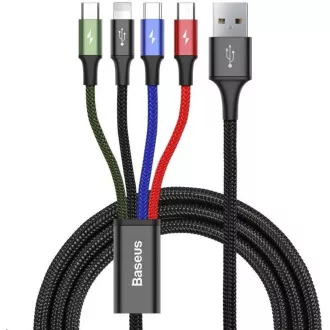 Baseus rychlý nabíjecí / datový kabel 4v1 Lightning + 2* USB-C + Micro USB 3, 5A 1, 2m, černá Baseus rychlý nabíjecí / datový kabel 4v1 Lightning + 2* USB-C + Micro USB 3, 5A 1, 2m, černá
