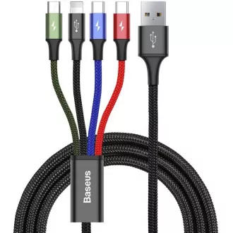 Baseus rychlý nabíjecí / datový kabel 4v1 Lightning + 2* USB-C + Micro USB 3, 5A 1, 2m, černá Baseus rychlý nabíjecí / datový kabel 4v1 Lightning + 2* USB-C + Micro USB 3, 5A 1, 2m, černá