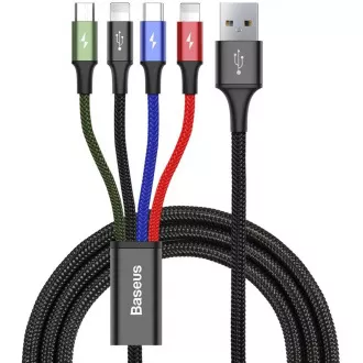 Baseus rychlý nabíjecí / datový kabel 4v1 2* Lightning + USB-C + Micro USB 3, 5A 1, 2m, černá Baseus rychlý nabíjecí / datový kabel 4v1 2* Lightning + USB-C + Micro USB 3, 5A 1, 2m, černá