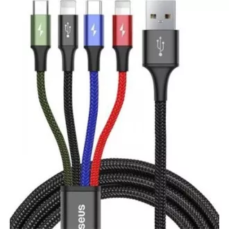 Baseus rychlý nabíjecí / datový kabel 4v1 2* Lightning + USB-C + Micro USB 3, 5A 1, 2m, černá Baseus rychlý nabíjecí / datový kabel 4v1 2* Lightning + USB-C + Micro USB 3, 5A 1, 2m, černá