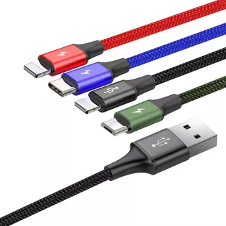 Baseus rychlý nabíjecí / datový kabel 4v1 2* Lightning + USB-C + Micro USB 3, 5A 1, 2m, černá Baseus rychlý nabíjecí / datový kabel 4v1 2* Lightning + USB-C + Micro USB 3, 5A 1, 2m, černá