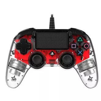 Nacon Wired Compact Controller - ovladač pro PlayStation 4 - průhledný červený Nacon Wired Compact Controller - ovladač pro PlayStation 4 - průhledný červený