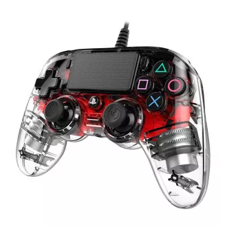 Nacon Wired Compact Controller - ovladač pro PlayStation 4 - průhledný červený Nacon Wired Compact Controller - ovladač pro PlayStation 4 - průhledný červený