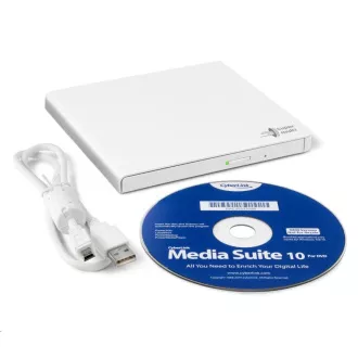 HITACHI LG - externí mechanika DVD-W/CD-RW/DVD±R/±RW/RAM GP57EW40, Slim, White, box+SW HITACHI LG - externí mechanika DVD-W/CD-RW/DVD±R/±RW/RAM GP57EW40, Slim, White, box+SW