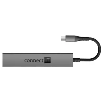 CONNECT IT USB-C hub, 2x USB-A, 1x USB-C, 1x SD karta, 1x MicroSD karta, šedá CONNECT IT USB-C hub, 2x USB-A, 1x USB-C, 1x SD karta, 1x MicroSD karta, šedá
