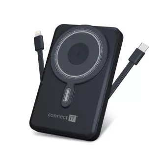 CONNECT IT Powerbanka TravelCharge, MagSafe, 10000mAh, USB-C, Lightning, Šedá CONNECT IT Powerbanka TravelCharge, MagSafe, 10000mAh, USB-C, Lightning, Šedá