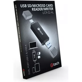 C-TECH čtečka karet UCR-02-AL, USB 3.0 TYPE A/ TYPE C, SD/micro SD C-TECH čtečka karet UCR-02-AL, USB 3.0 TYPE A/ TYPE C, SD/micro SD