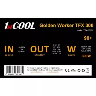 1stCOOL Zdroj Golden Worker TFX 300 88+, 300W, TFX, černá 1stCOOL Zdroj Golden Worker TFX 300 88+, 300W, TFX, černá