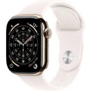 Apple Watch Series 11 GPS + Cellular 42mm Gold Titanium Case with Light Blush Sport Band - S/M