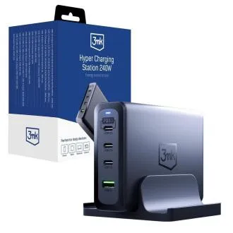 3mk nabíjecí stanice - Hyper Charging Station, 240 W, GaN, 3x USB-C + 1x USB-A 3mk nabíjecí stanice - Hyper Charging Station, 240 W, GaN, 3x USB-C + 1x USB-A