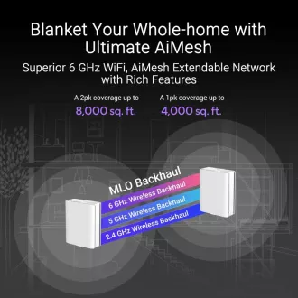 ASUS ZenWifi BQ16 2-pack, WiFi7 Extendable Router, AiMesh, 2x WAN/LAN, 3x LAN, 1x USB 3.0 ASUS ZenWifi BQ16 2-pack, WiFi7 Extendable Router, AiMesh, 2x WAN/LAN, 3x LAN, 1x USB 3.0