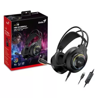 GENIUS sluchátka s mikrofonem GX GAMING HS-GX580U, USB, RGB, černá GENIUS sluchátka s mikrofonem GX GAMING HS-GX580U, USB, RGB, černá