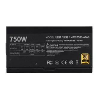 Cooler Master zdroj 750W MWE Gold 3, 120mm, 80+ Gold, Plně modulární, ATX 3.1 Cooler Master zdroj 750W MWE Gold 3, 120mm, 80+ Gold, Plně modulární, ATX 3.1