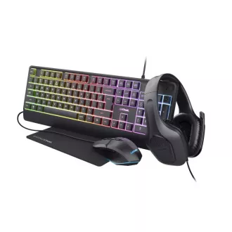 TRUST Sada sluchátka + myš + klávesnice + mousepad GXT 792 Quadrox 4v1 Gaming Bundle TRUST Sada sluchátka + myš + klávesnice + mousepad GXT 792 Quadrox 4v1 Gaming Bundle