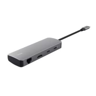 TRUST Dokovací stanice DALYX USB-C, 8v1, HDMI, RJ45, 2xUSB-C, 2xUSB-A, microSD/SD karta, šedá TRUST Dokovací stanice DALYX USB-C, 8v1, HDMI, RJ45, 2xUSB-C, 2xUSB-A, microSD/SD karta, šedá
