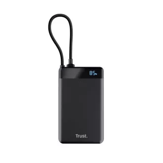 TRUST Powerbanka Fiera, 10000 mAh, S kabelem, 2x USB-C, černá TRUST Powerbanka Fiera, 10000 mAh, S kabelem, 2x USB-C, černá
