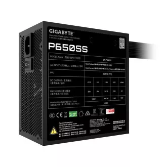 GIGABYTE zdroj P650SS, 650W, 80+ Silver, 120mm, ATX 3.0, černá GIGABYTE zdroj P650SS, 650W, 80+ Silver, 120mm, ATX 3.0, černá