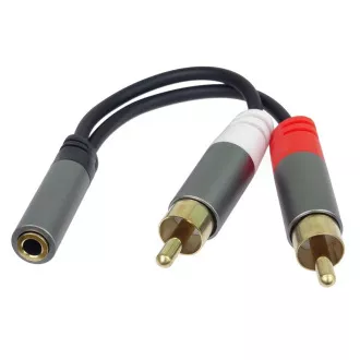 PremiumCord kabel HQ Jack 3.5mm Female - 2x CINCH Male 15cm PremiumCord kabel HQ Jack 3.5mm Female - 2x CINCH Male 15cm