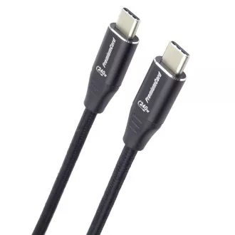PREMIUMCORD Kabel USB-C M/M, 240W 480Mbps černý bavlněný oplet, 2m PREMIUMCORD Kabel USB-C M/M, 240W 480Mbps černý bavlněný oplet, 2m