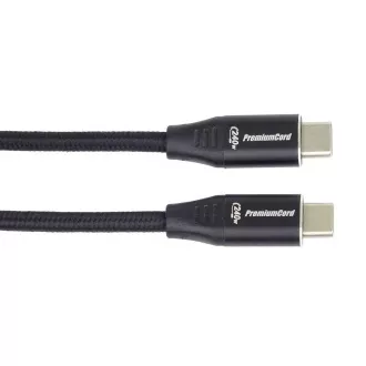PREMIUMCORD Kabel USB-C M/M, 240W 480Mbps černý bavlněný oplet, 2m PREMIUMCORD Kabel USB-C M/M, 240W 480Mbps černý bavlněný oplet, 2m
