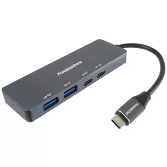 PREMIUMCORD Hub USB-C na 2x USB 3.2 Typ-C +2x USB 3.2, 5G SuperSpeed, Aluminum PREMIUMCORD Hub USB-C na 2x USB 3.2 Typ-C +2x USB 3.2, 5G SuperSpeed, Aluminum