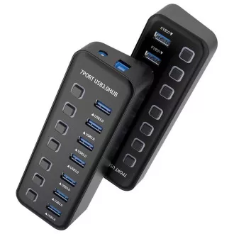 PREMIUMCORD Hub USB 3.2, 7-portový s vypínači portů, 5G SuperSpeed, Černá PREMIUMCORD Hub USB 3.2, 7-portový s vypínači portů, 5G SuperSpeed, Černá