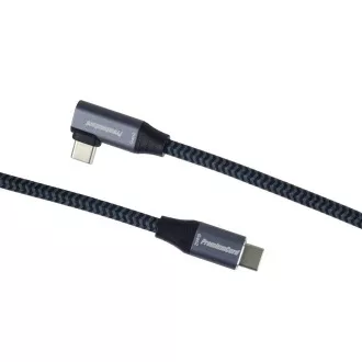 PREMIUMCORD USB-C zahnutý kabel (USB 3.2 Gen2x2, 5A, 100W, 20Gbit/s) 3m, Šedá PREMIUMCORD USB-C zahnutý kabel (USB 3.2 Gen2x2, 5A, 100W, 20Gbit/s) 3m, Šedá