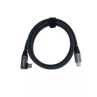 PREMIUMCORD USB-C zahnutý kabel (USB 3.2 Gen2x2, 5A, 100W, 20Gbit/s) 3m, Šedá PREMIUMCORD USB-C zahnutý kabel (USB 3.2 Gen2x2, 5A, 100W, 20Gbit/s) 3m, Šedá