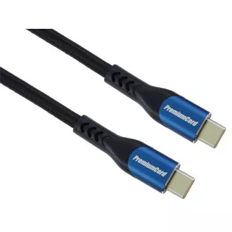 PremiumCord USB-C kabel (USB 3.2 GEN 2x2, 5A, 100W, 20Gbit/s) 1m, bavlněný oplet PremiumCord USB-C kabel (USB 3.2 GEN 2x2, 5A, 100W, 20Gbit/s) 1m, bavlněný oplet
