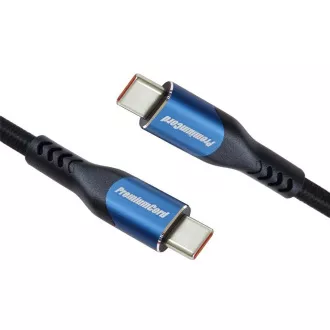 PremiumCord USB-C kabel (USB 3.2 GEN 2x2, 5A, 100W, 20Gbit/s) 1m, bavlněný oplet PremiumCord USB-C kabel (USB 3.2 GEN 2x2, 5A, 100W, 20Gbit/s) 1m, bavlněný oplet