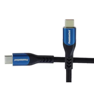 PremiumCord USB-C kabel (USB 3.2 GEN 2x2, 5A, 100W, 20Gbit/s) 1m, bavlněný oplet PremiumCord USB-C kabel (USB 3.2 GEN 2x2, 5A, 100W, 20Gbit/s) 1m, bavlněný oplet