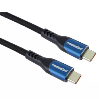PremiumCord USB-C kabel (USB 3.2 GEN 2x2, 5A, 100W, 20Gbit/s) 1m, bavlněný oplet PremiumCord USB-C kabel (USB 3.2 GEN 2x2, 5A, 100W, 20Gbit/s) 1m, bavlněný oplet