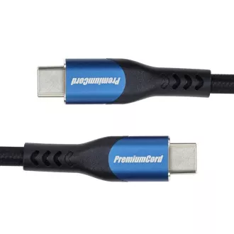 PremiumCord USB-C kabel (USB 3.2 GEN 2x2, 5A, 100W, 20Gbit/s) 2m, bavlněný oplet PremiumCord USB-C kabel (USB 3.2 GEN 2x2, 5A, 100W, 20Gbit/s) 2m, bavlněný oplet