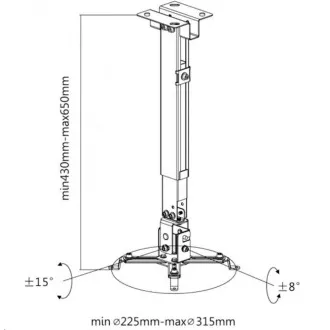 Reflecta TAPA 43-65cm stropní a nástěnný držák dataprojektoru bílý Reflecta TAPA 43-65cm stropní a nástěnný držák dataprojektoru bílý