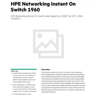 HPE Networking Instant On Switch 48p Gigabit 2p 10GBT 2p SFP+ 1960 (JL808A) HPE Networking Instant On Switch 48p Gigabit 2p 10GBT 2p SFP+ 1960 (JL808A)