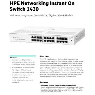 HPE Networking Instant On Switch 24p Gigabit 1430 R8R49A HPE Networking Instant On Switch 24p Gigabit 1430 R8R49A