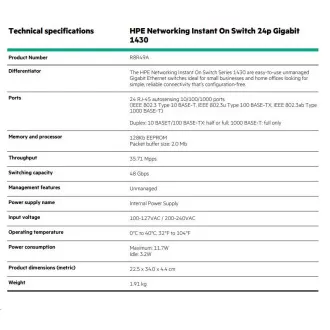HPE Networking Instant On Switch 24p Gigabit 1430 R8R49A HPE Networking Instant On Switch 24p Gigabit 1430 R8R49A