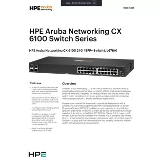 HPE Aruba Networking CX 6100 24G 4SFP+ Switch JL678A RENEW HPE Aruba Networking CX 6100 24G 4SFP+ Switch JL678A RENEW