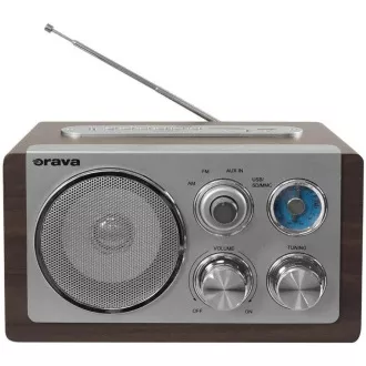 Orava RR-29 A rádio, 1 x 3, 5W, AM / FM rádio, USB, AUX vstup, SD karta, hnědá / stříbrná Orava RR-29 A rádio, 1 x 3, 5W, AM / FM rádio, USB, AUX vstup, SD karta, hnědá / stříbrná