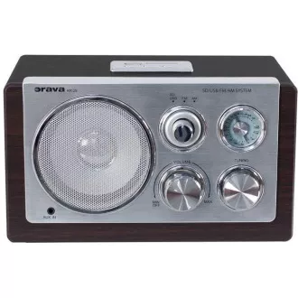 Orava RR-29 A rádio, 1 x 3, 5W, AM / FM rádio, USB, AUX vstup, SD karta, hnědá / stříbrná Orava RR-29 A rádio, 1 x 3, 5W, AM / FM rádio, USB, AUX vstup, SD karta, hnědá / stříbrná