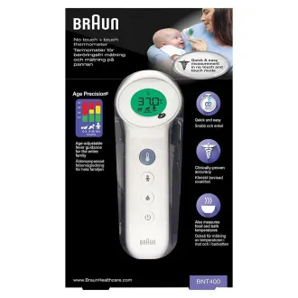Braun BNT400WE bezkontaktní teploměr, Age Precision, tichý režim, podsvícený displej, bílý Braun BNT400WE bezkontaktní teploměr, Age Precision, tichý režim, podsvícený displej, bílý