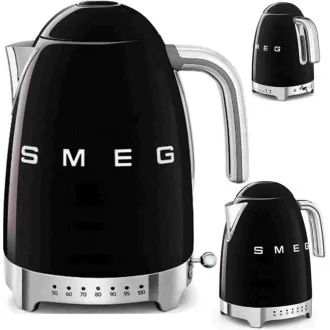 Smeg KLF04BLEU rychlovarná konvice, 1, 7 l (7 šálků), 2400 W, styl 50. let, řízení teploty, 7 programů, černá Smeg KLF04BLEU rychlovarná konvice, 1, 7 l (7 šálků), 2400 W, styl 50. let, řízení teploty, 7 programů, černá